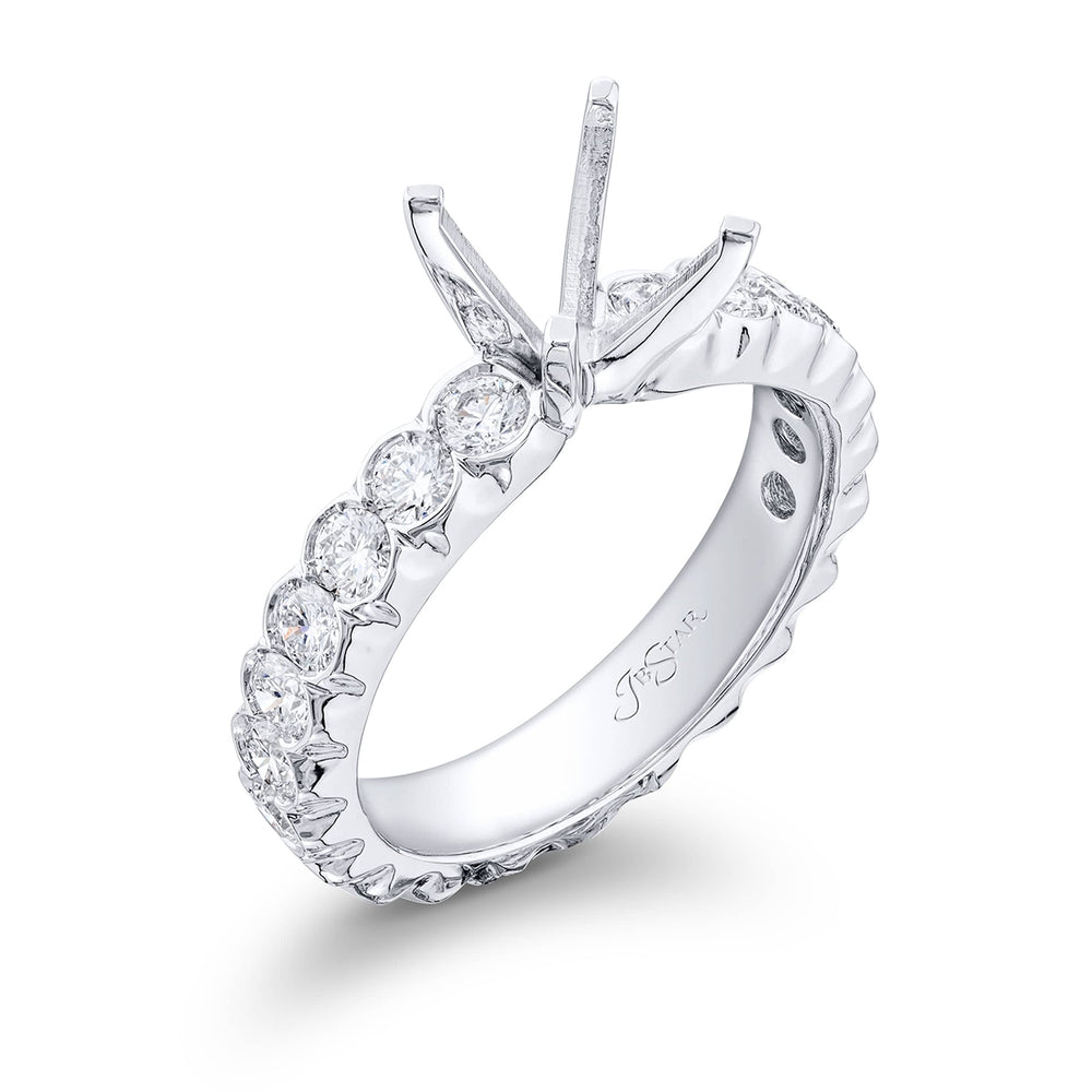 Beautiful diamond semi-mount featuring 14 perfectly matched round diamonds in a bezel set. Handcrafted in pure platinum.
