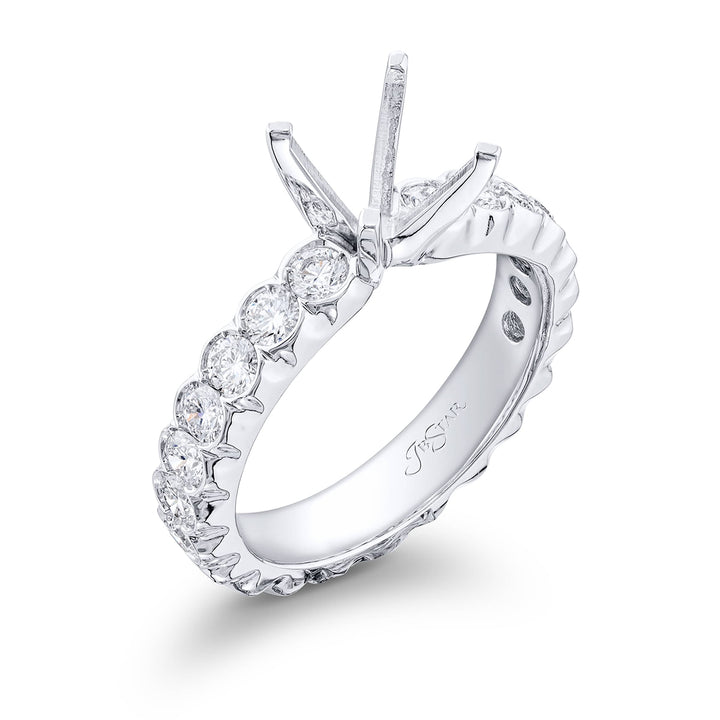 Beautiful diamond semi-mount featuring 14 perfectly matched round diamonds in a bezel set. Handcrafted in pure platinum.