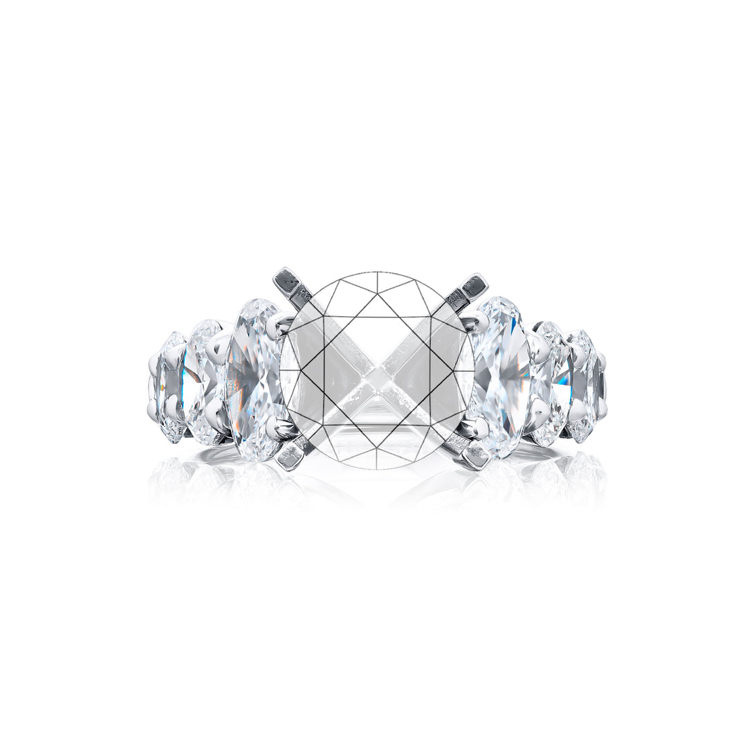Dazzling Brilliance: Our timeless Diamond Semi-mount. These eight oval diamonds are set in a shared prong setting handcrafted in pure platinum.
