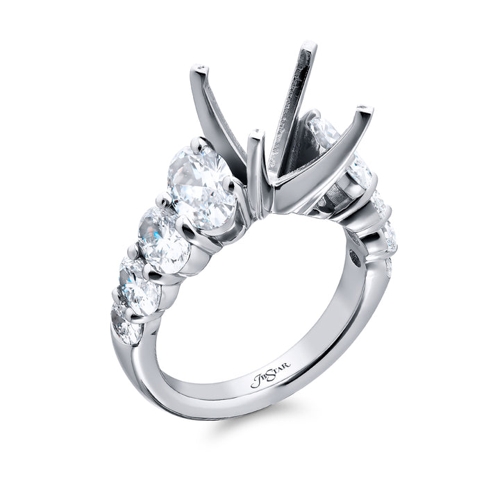 Dazzling Brilliance: Our timeless Diamond Semi-mount. These eight oval diamonds are set in a shared prong setting handcrafted in pure platinum.