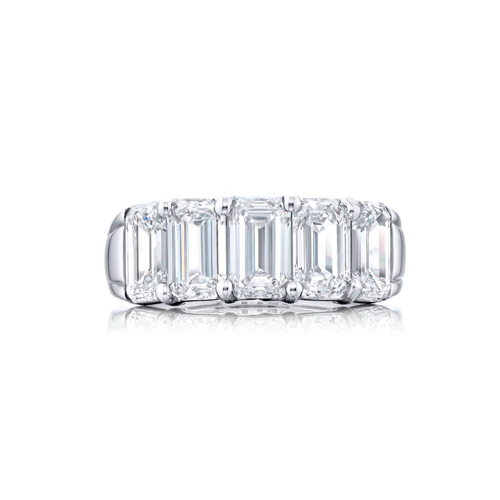 Platinum Emerald-Cut Diamond Single-Row GIA Certified Band