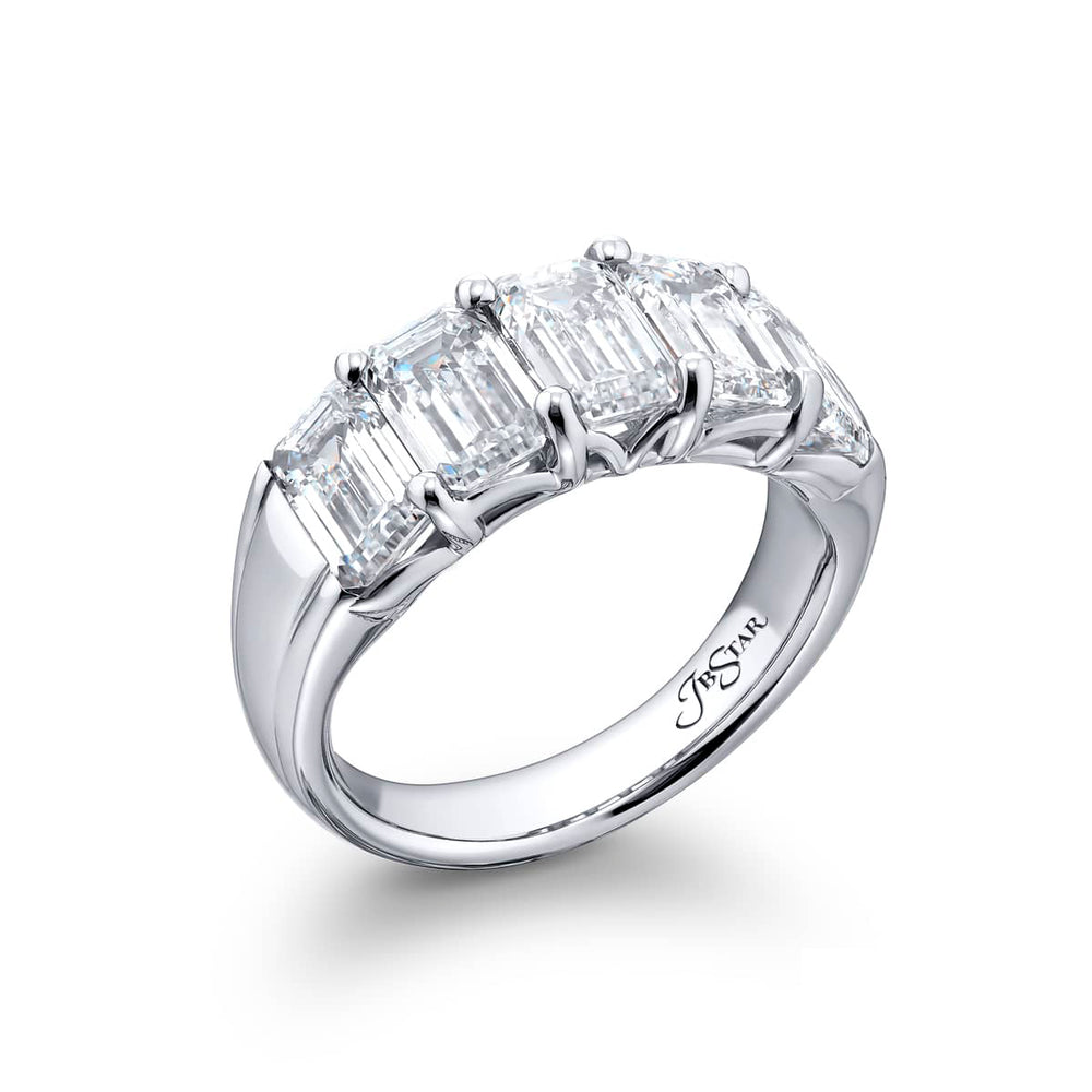Platinum Emerald-Cut Diamond Single-Row GIA Certified Band