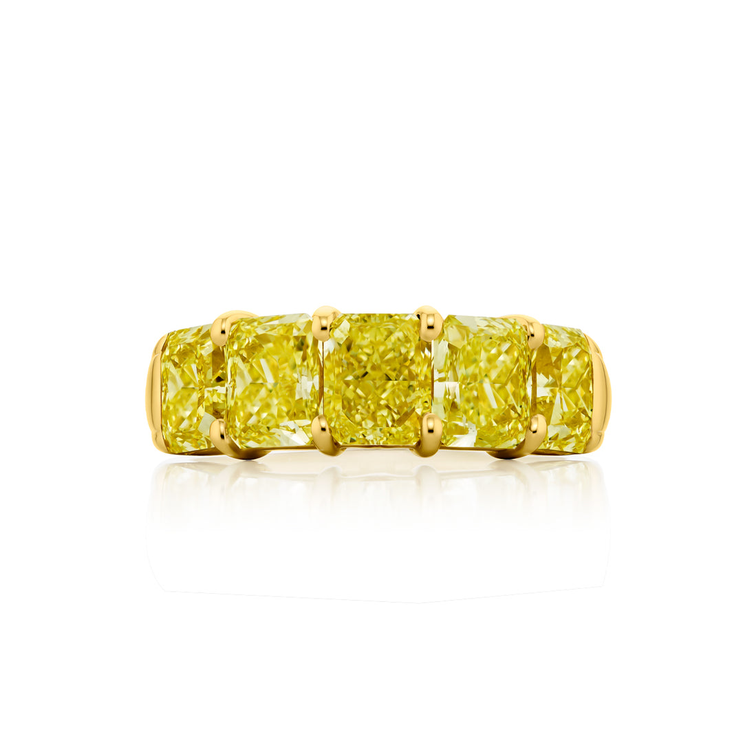 18K Yellow Gold Radiant-Cut Fancy Yellow Diamond GIA Certified Band