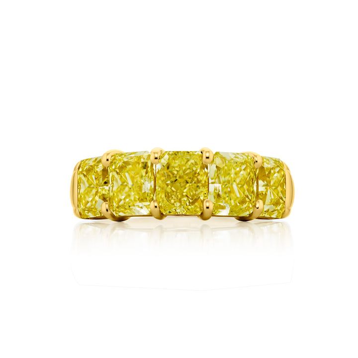 18K Yellow Gold Radiant-Cut Fancy Yellow Diamond GIA Certified Band