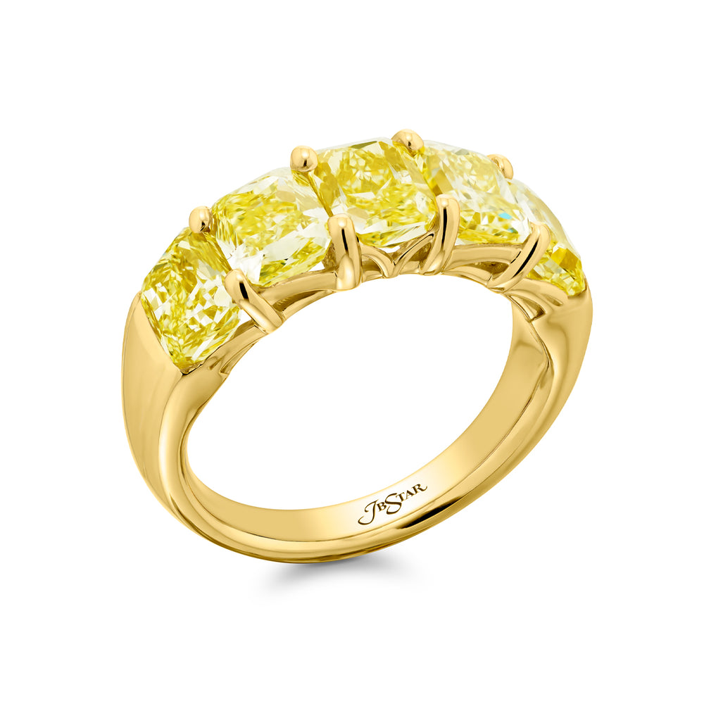 18K Yellow Gold Radiant-Cut Fancy Yellow Diamond GIA Certified Band