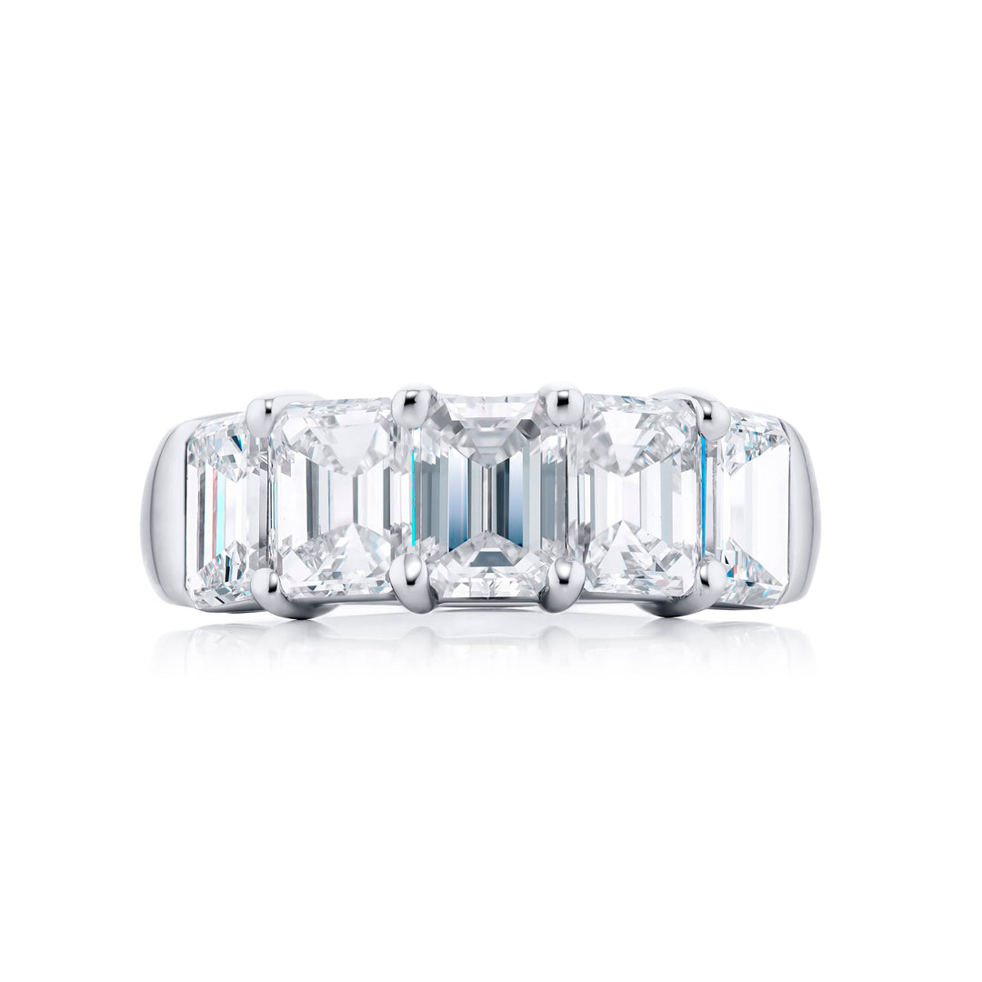 Platinum Emerald-Cut Diamond Certified Band