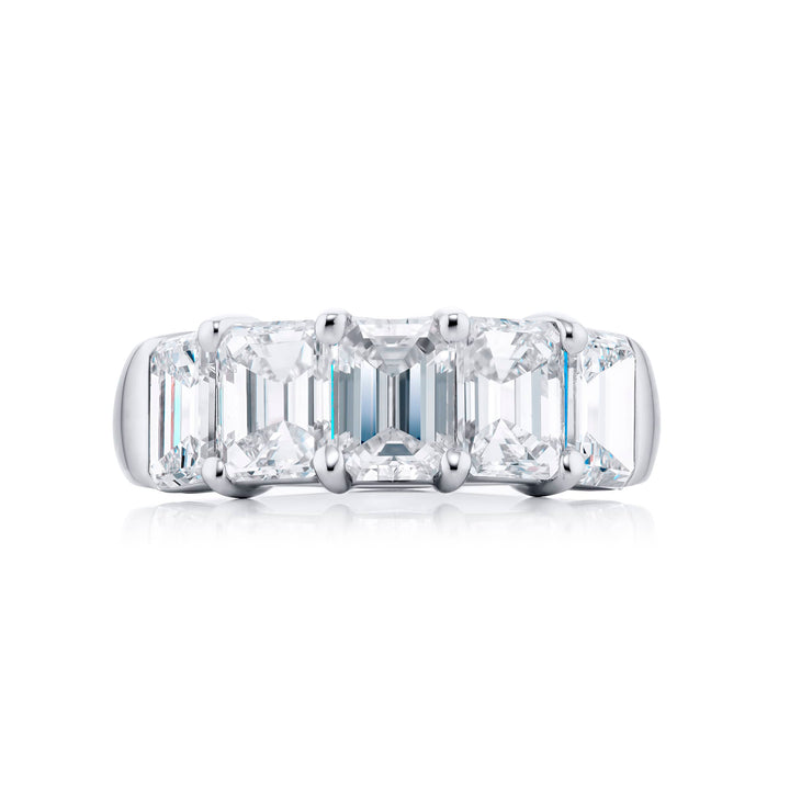 Platinum Emerald-Cut Diamond Certified Band