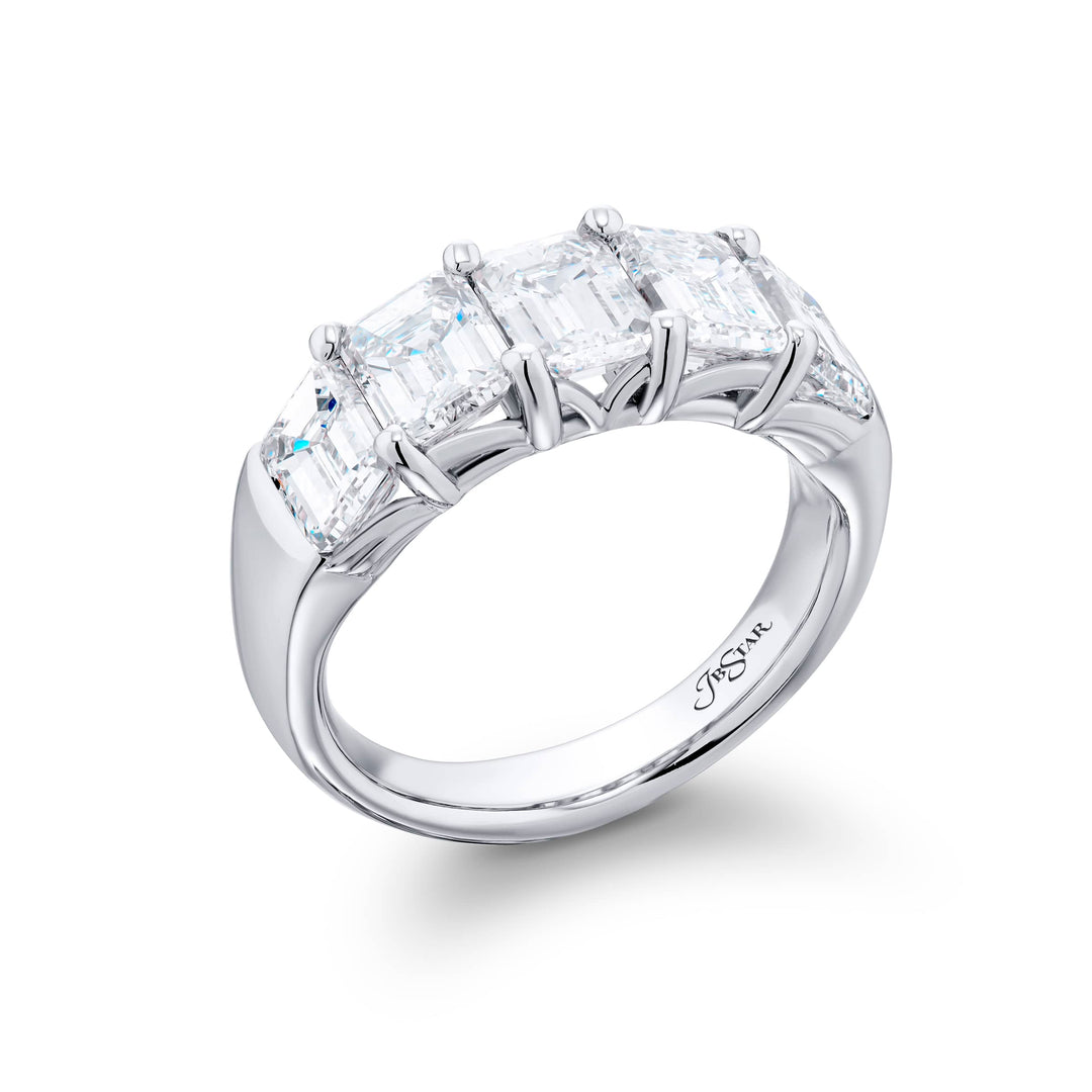 Platinum Emerald-Cut Diamond Certified Band