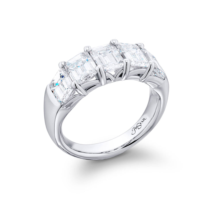Platinum Emerald-Cut Diamond Certified Band