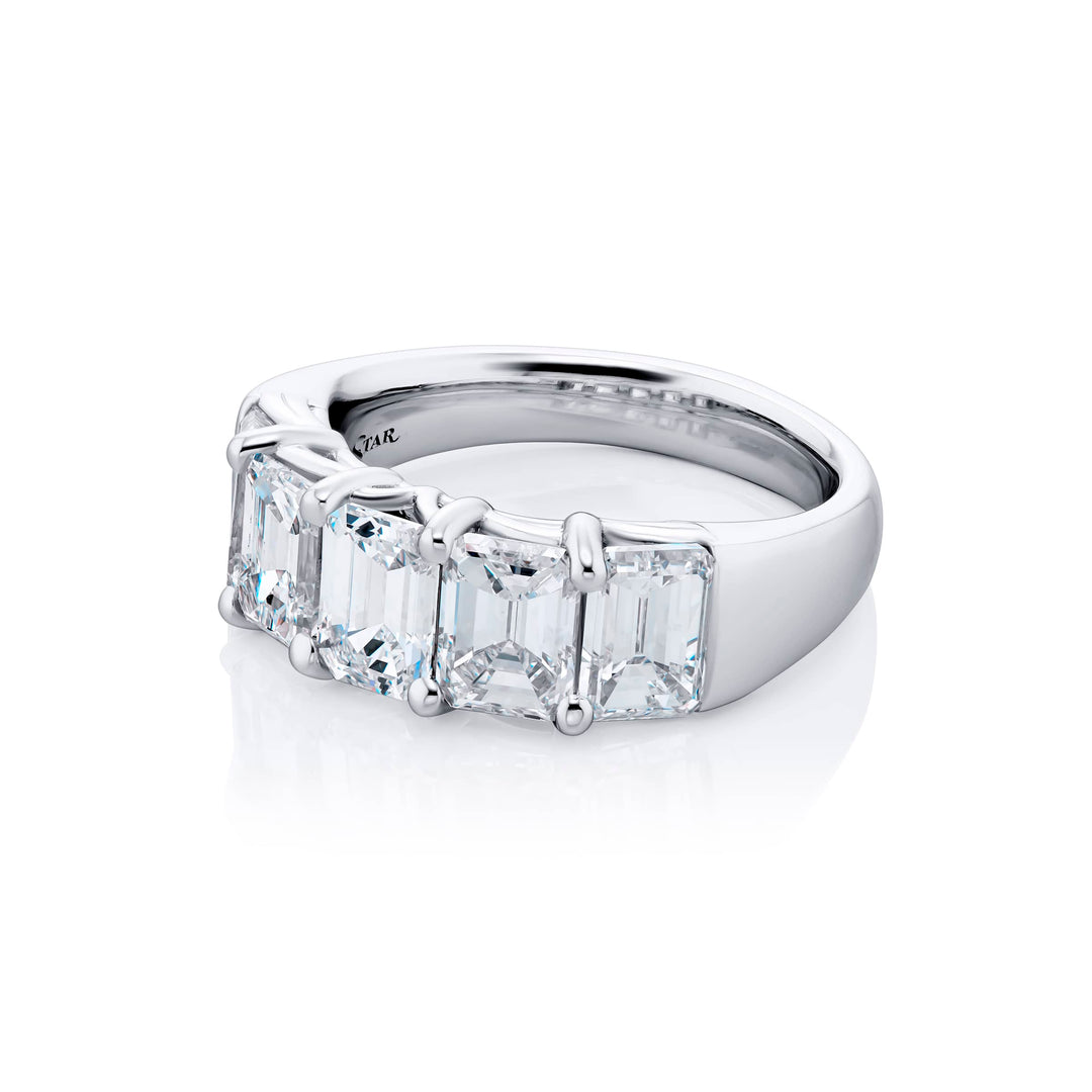 Platinum Emerald-Cut Diamond Certified Band