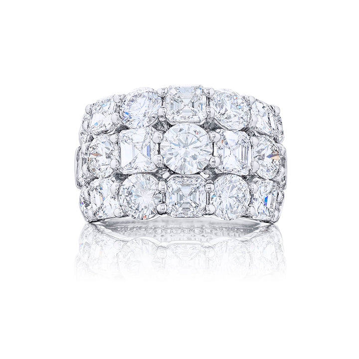 Classic Multi-Row Diamond Band | Emerald-Cut and Square Emerald-Cut Diamonds in Platinum