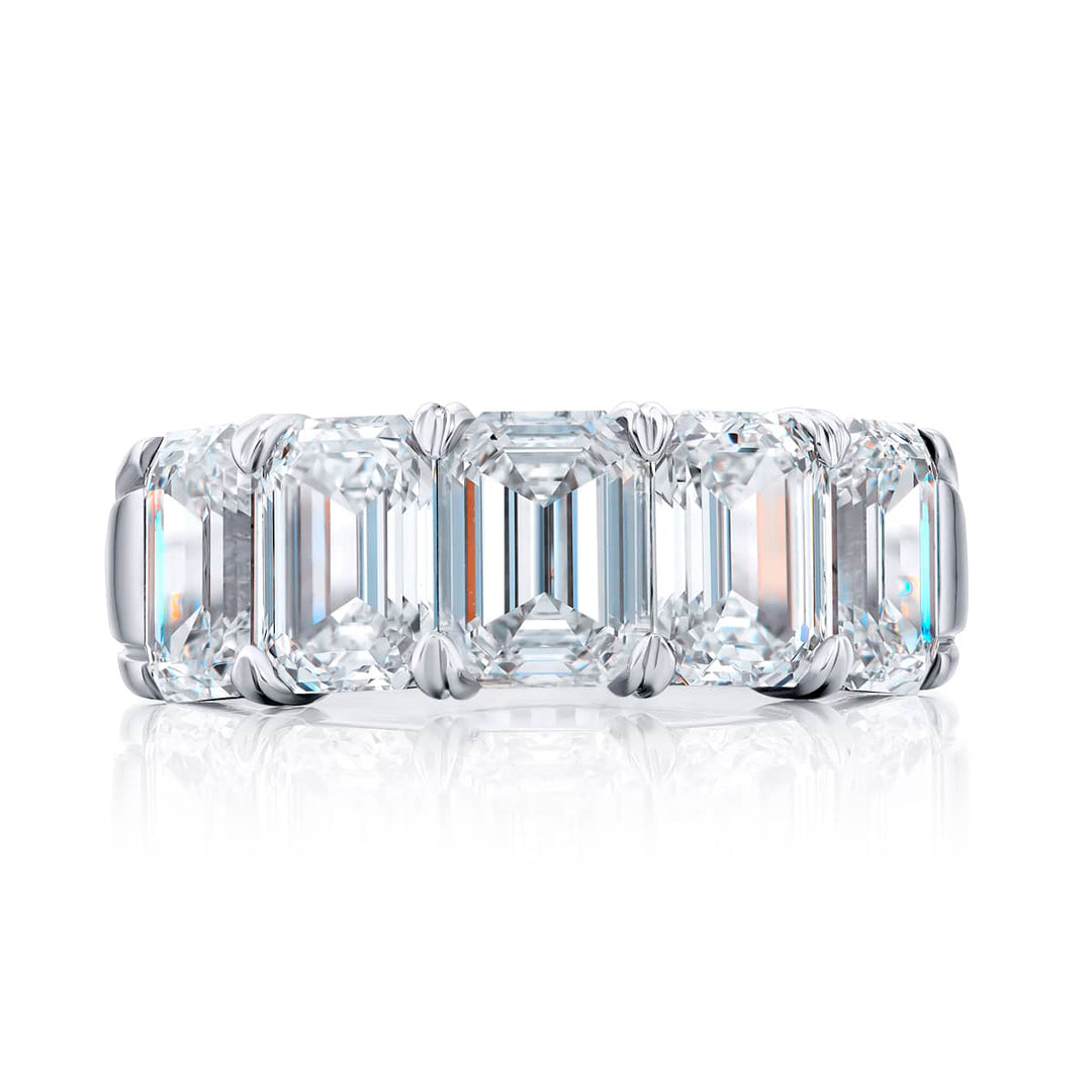 Platinum Emerald-Cut Diamond Single-Row GIA Certified Band