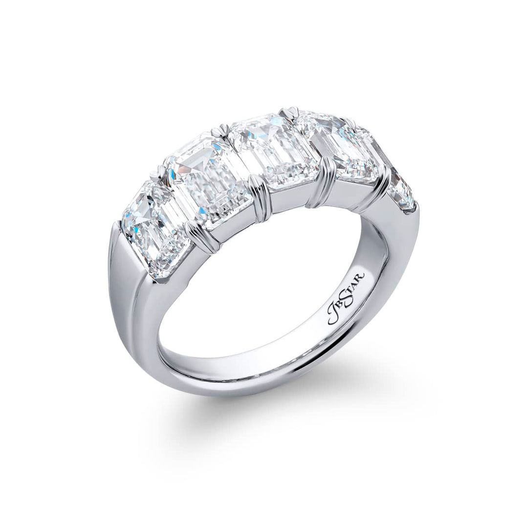 Platinum Emerald-Cut Diamond Single-Row GIA Certified Band