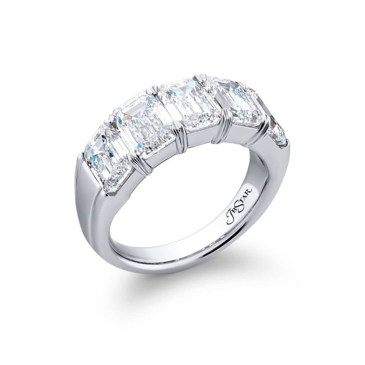 Platinum Emerald-Cut Diamond Single-Row GIA Certified Band