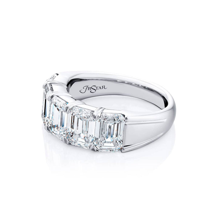 Platinum Emerald-Cut Diamond Single-Row GIA Certified Band