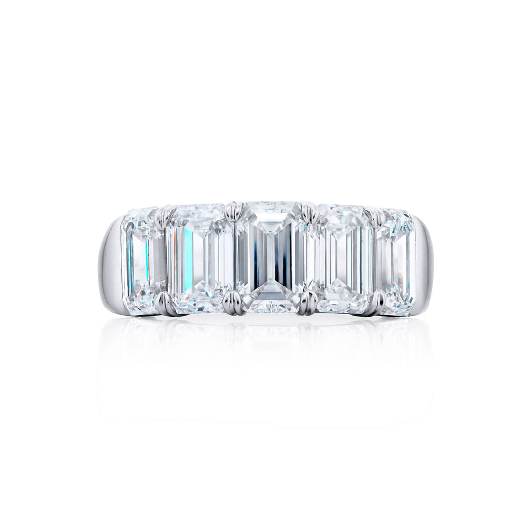 Platinum Emerald-Cut GIA Certified Diamond Band