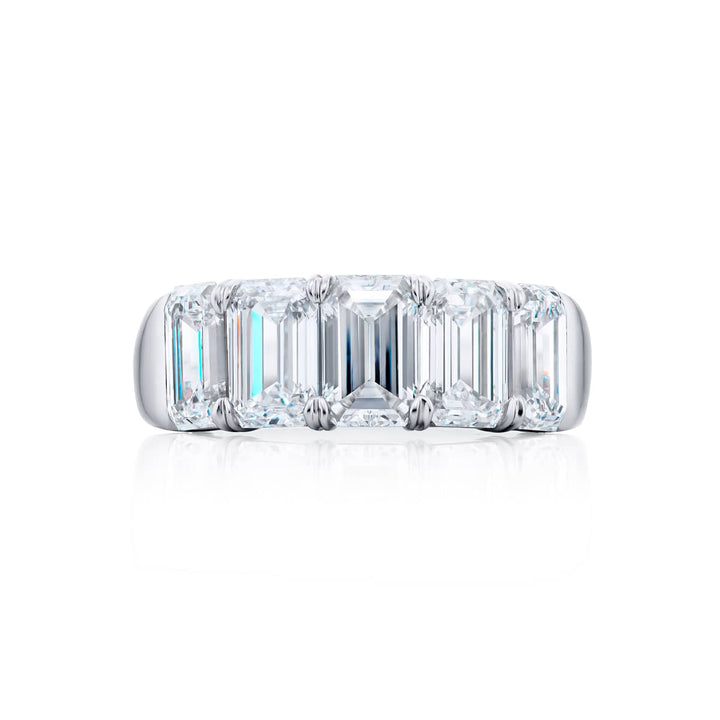 Platinum Emerald-Cut GIA Certified Diamond Band