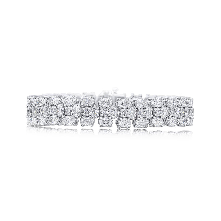 Platinum Oval Diamond Three-Row Bracelet