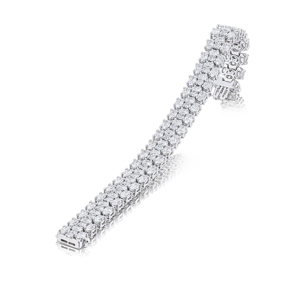 Platinum Oval Diamond Three-Row Bracelet