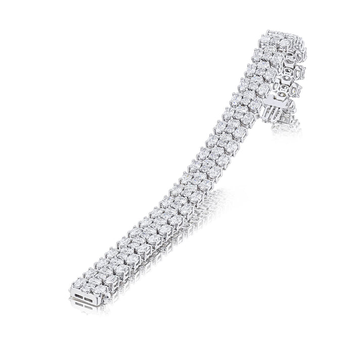 Platinum Oval Diamond Three-Row Bracelet