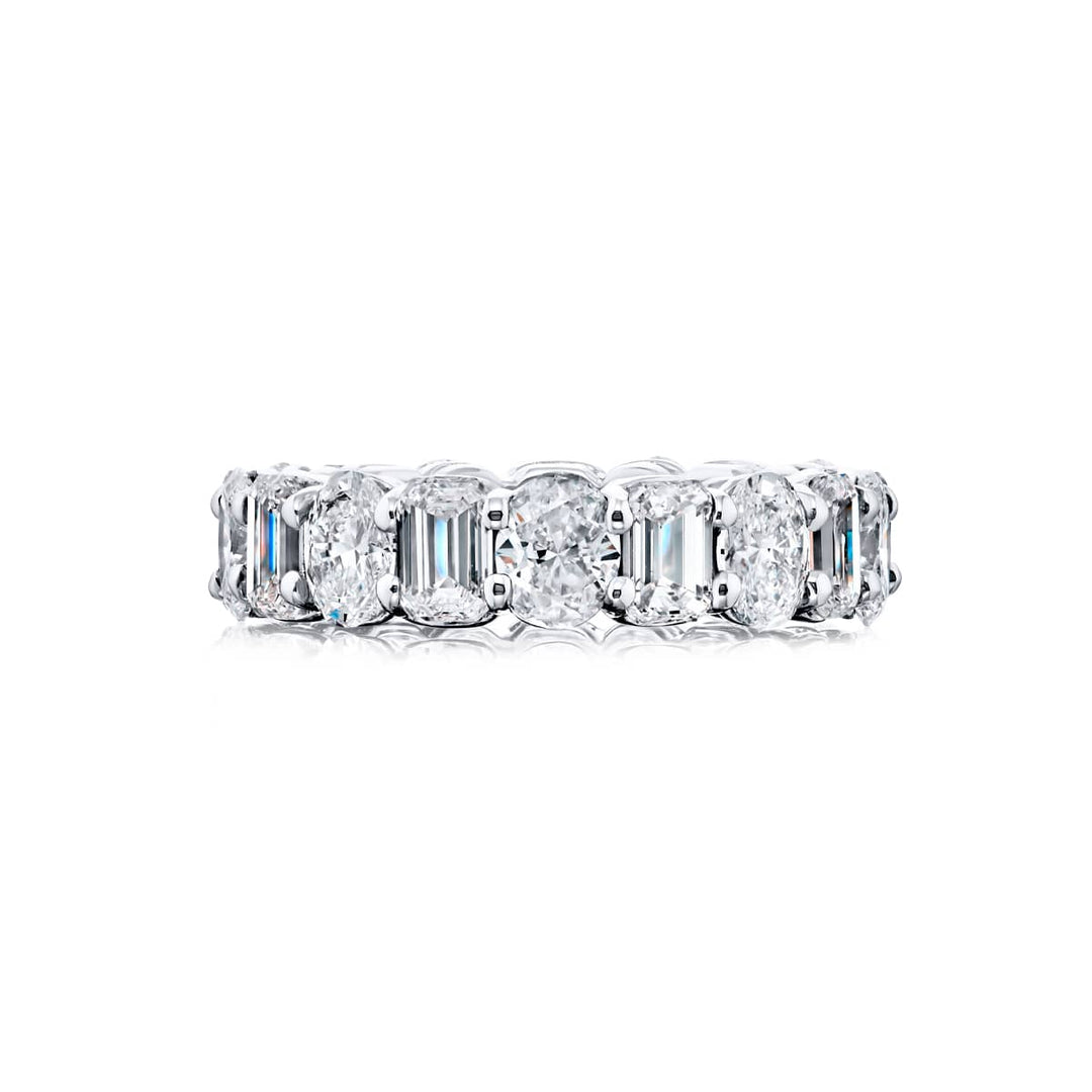 Platinum Emerald-Cut and Oval Diamond Eternity Band