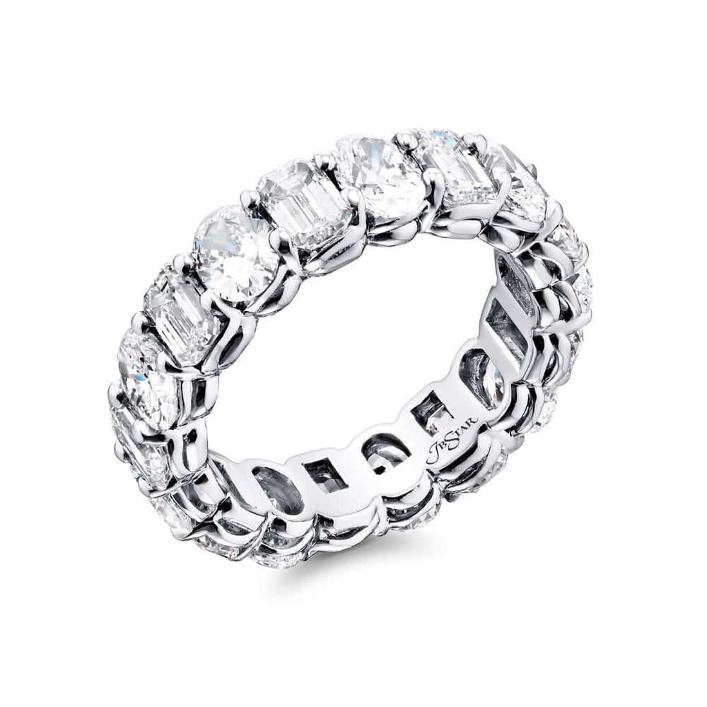 Platinum Emerald-Cut and Oval Diamond Eternity Band