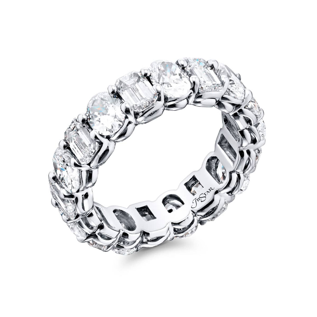 Platinum Emerald-Cut and Oval Diamond Eternity Band