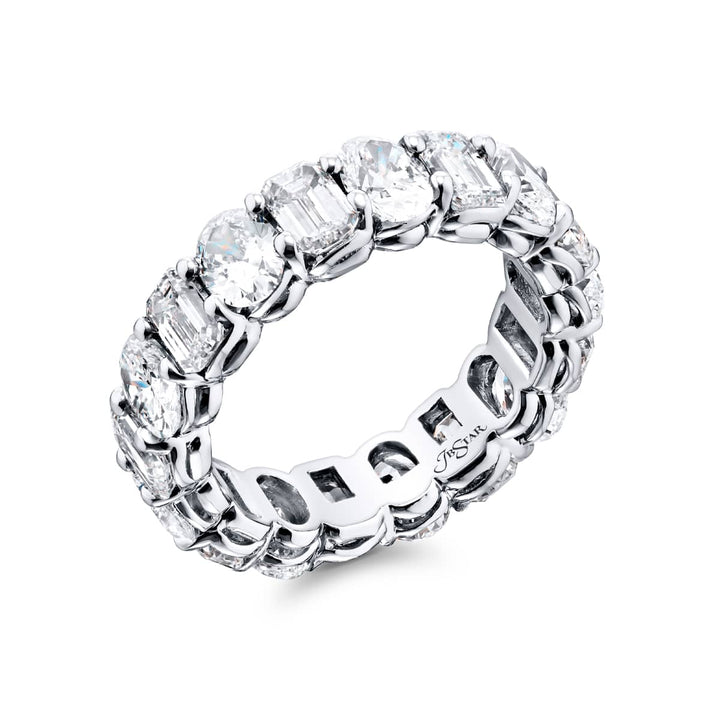 Platinum Emerald-Cut and Oval Diamond Eternity Band