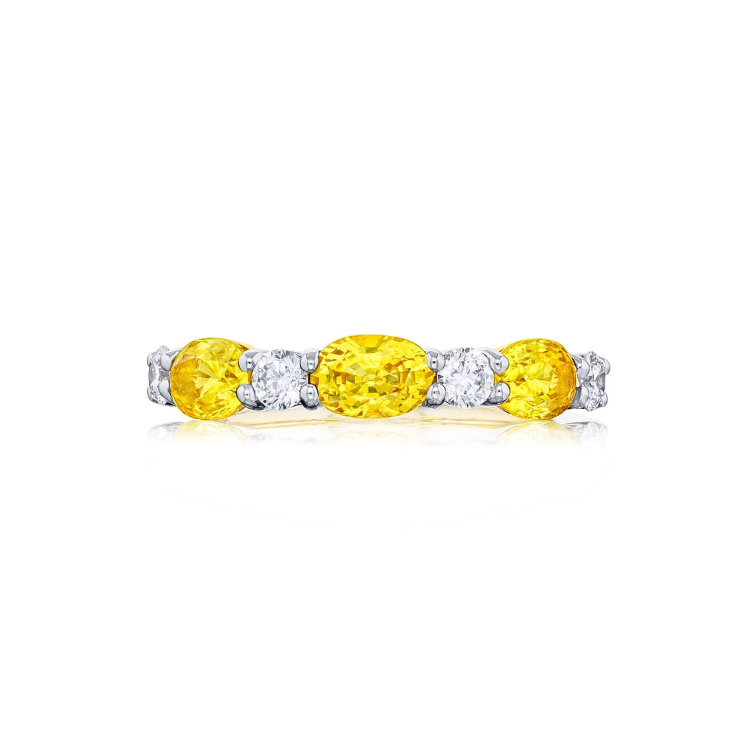 18K Yellow Gold Oval Yellow Sapphire Band