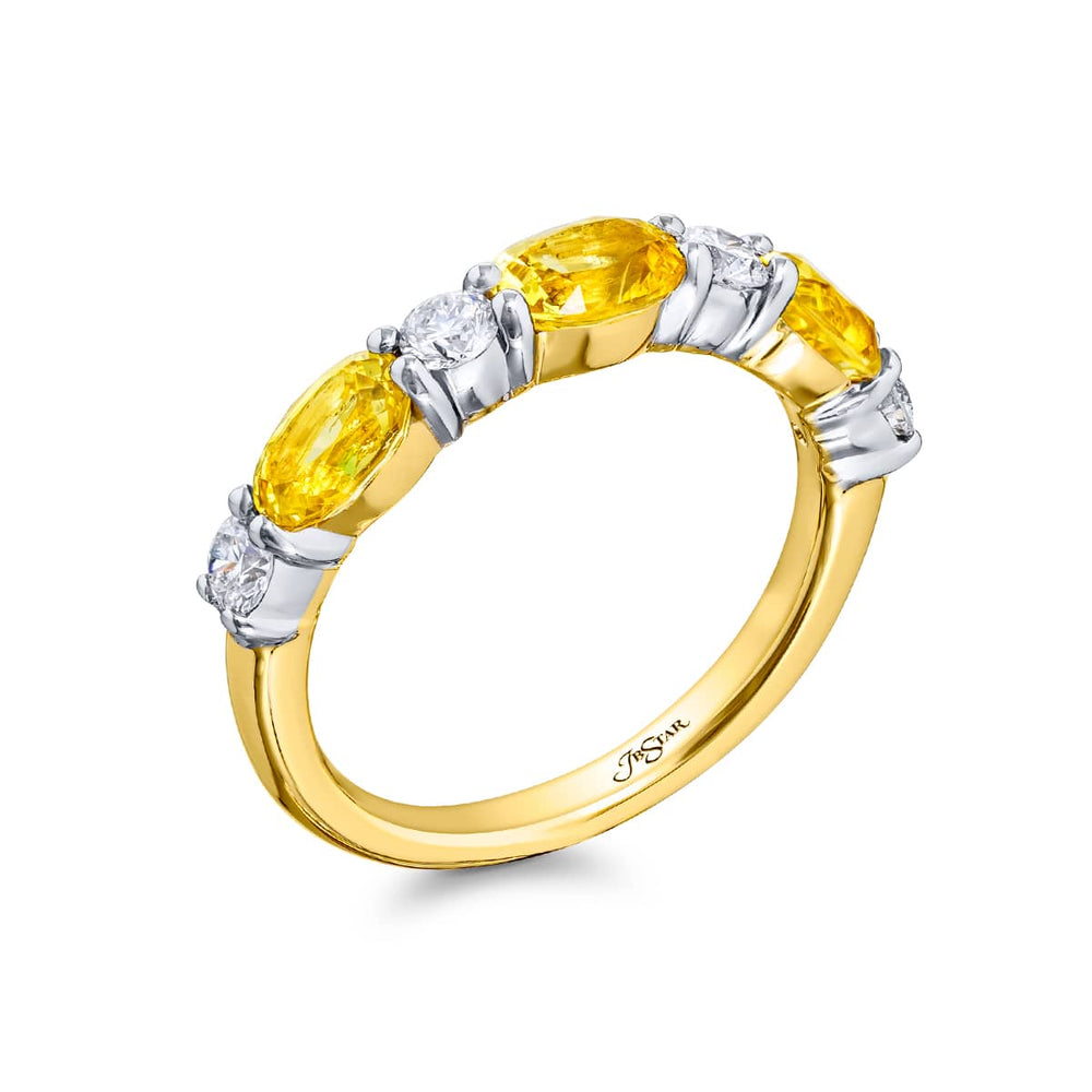 18K Yellow Gold Oval Yellow Sapphire Band