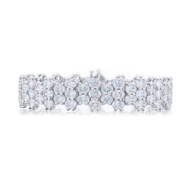 Platinum Oval Diamond Three-Row Bracelet