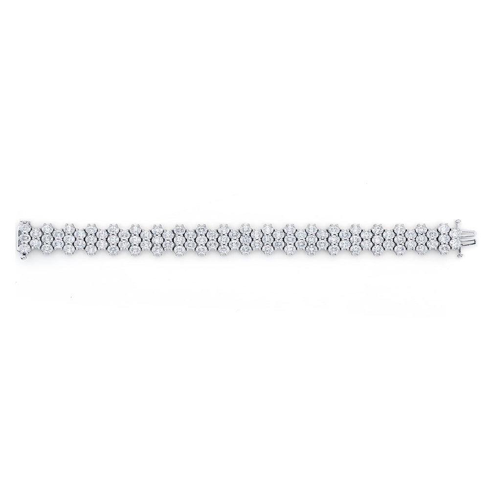 Platinum Oval Diamond Three-Row Bracelet