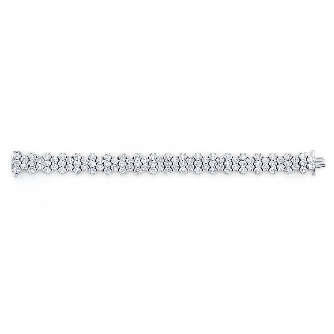 Platinum Oval Diamond Three-Row Bracelet