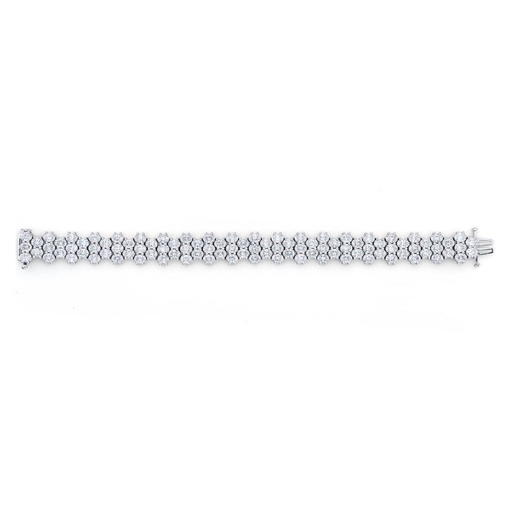 Platinum Oval Diamond Three-Row Bracelet