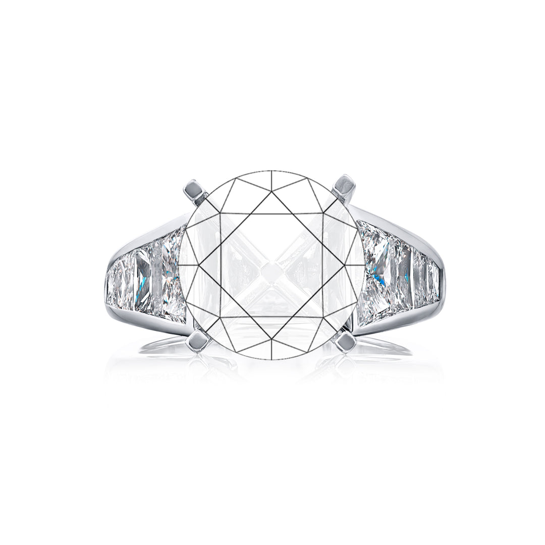 Dazzling Brilliance: Our stunning Diamond Semi-mount. These eight beautiful trapezoid diamonds are set in a channel set handcrafted in pure platinum.