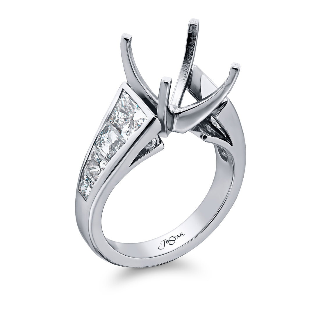 Dazzling Brilliance: Our stunning Diamond Semi-mount. These eight beautiful trapezoid diamonds are set in a channel set handcrafted in pure platinum.