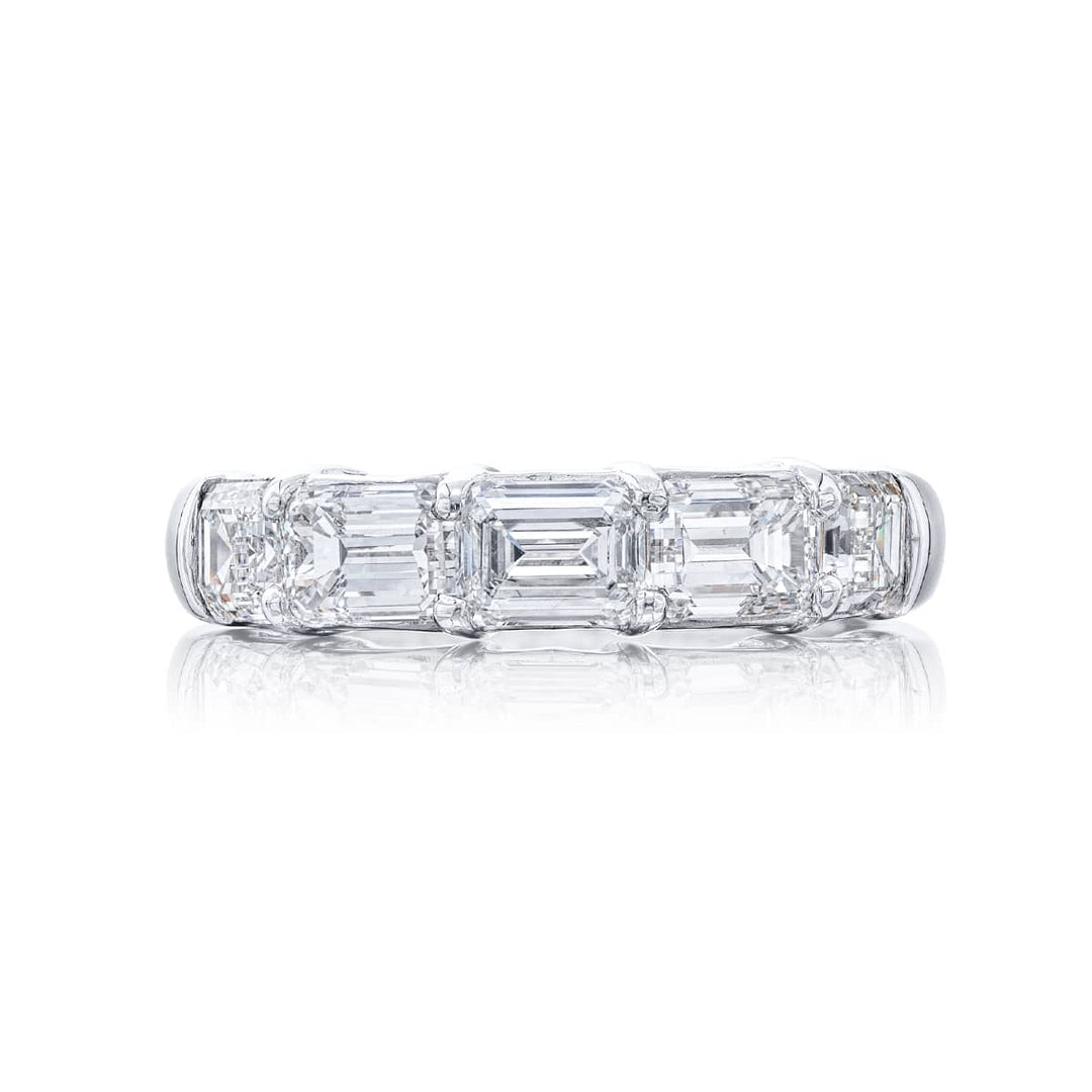 Platinum Emerald-Cut Diamond Single-Row East-West Band