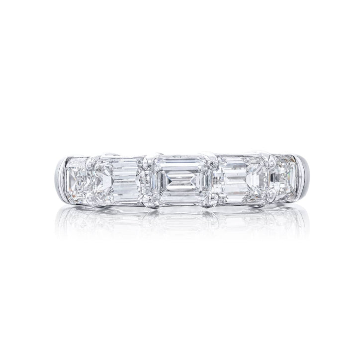 Platinum Emerald-Cut Diamond Single-Row East-West Band