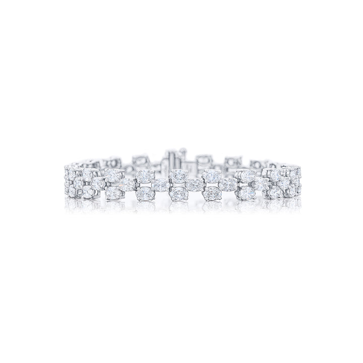 Platinum Oval Diamond Three-Row Bracelet