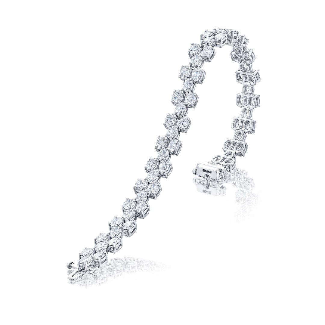 Platinum Oval Diamond Three-Row Bracelet