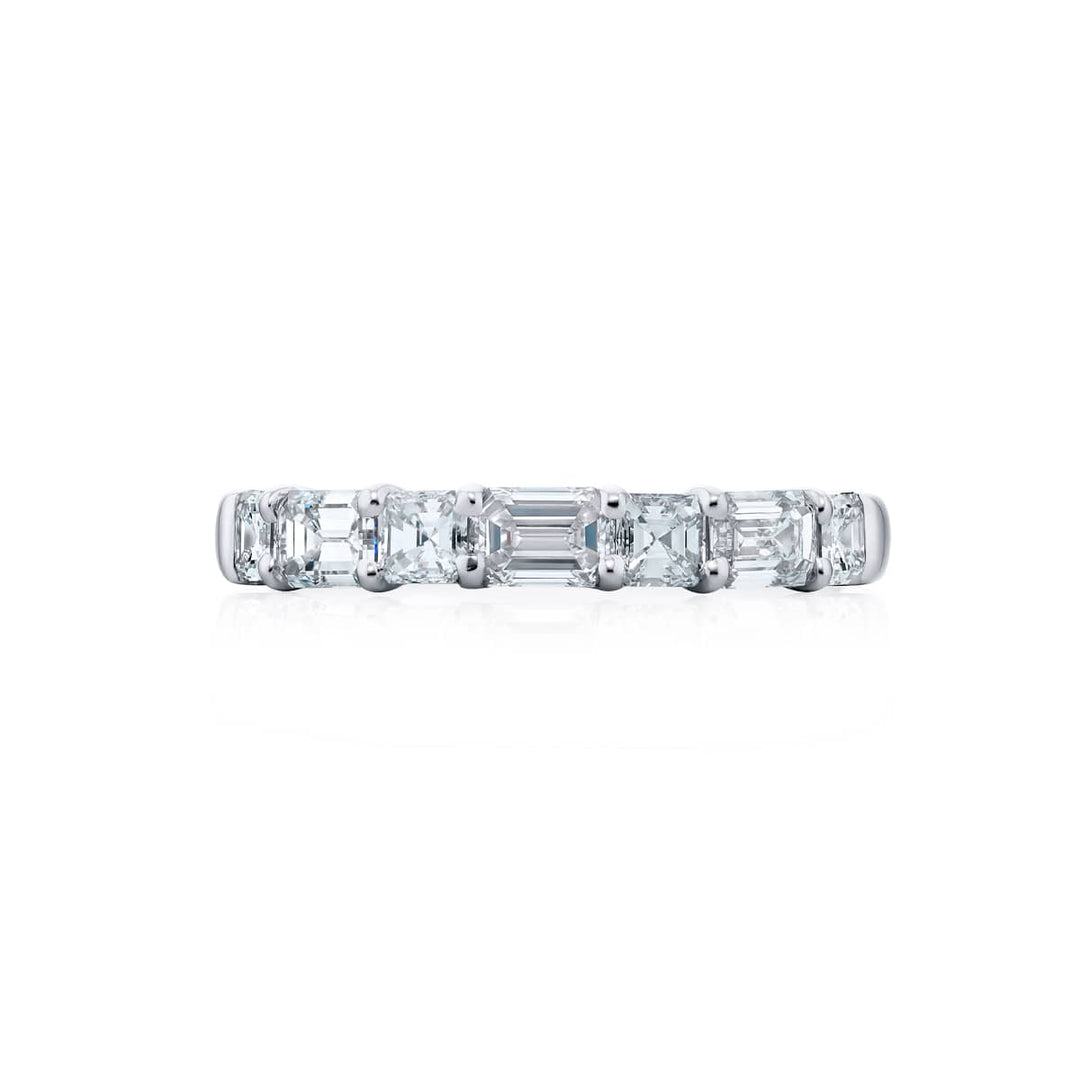 Platinum Emerald-Cut Diamond Single-Row East-West Band