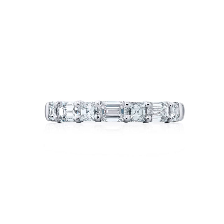 Platinum Emerald-Cut Diamond Single-Row East-West Band