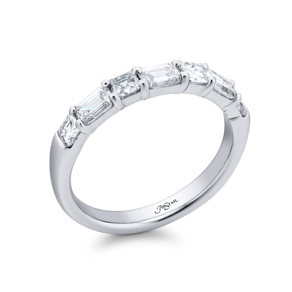 Platinum Emerald-Cut Diamond Single-Row East-West Band