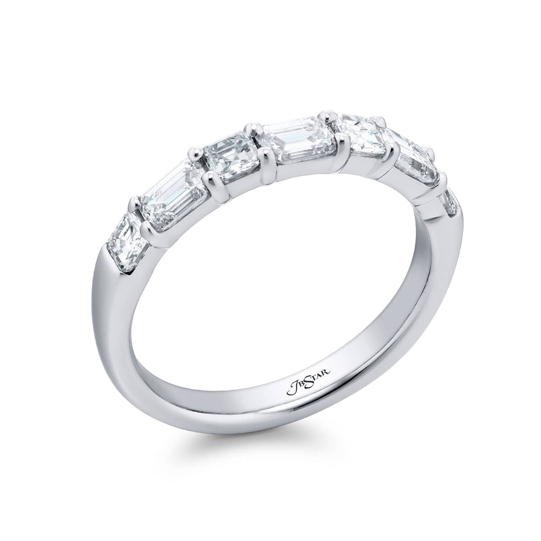 Platinum Emerald-Cut Diamond Single-Row East-West Band