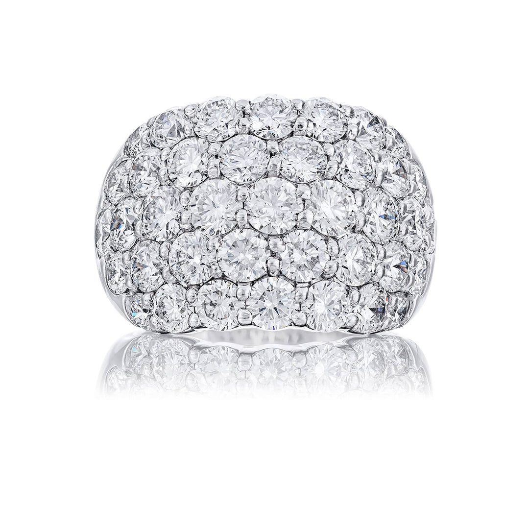 Classic Multi-Row Diamond Band | Five-Row Round-Cut Design in Platinum