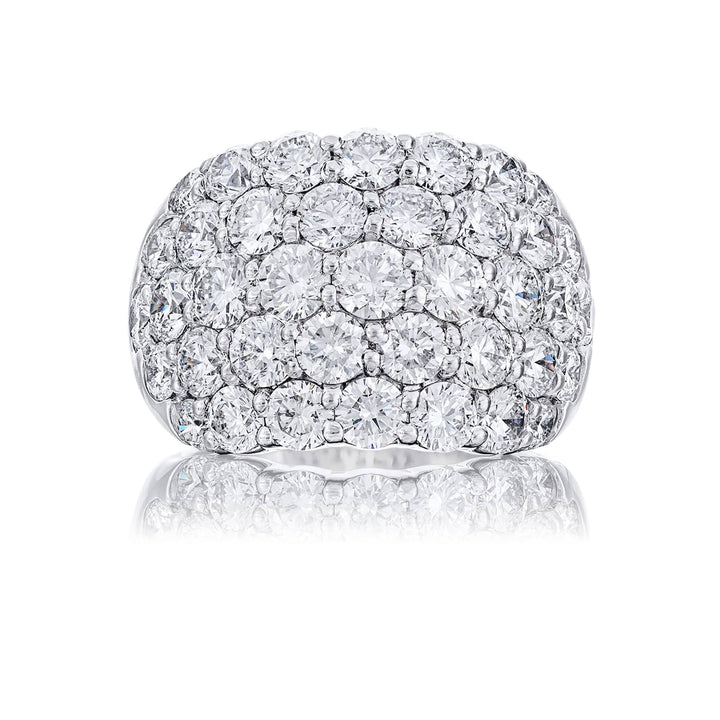 Classic Multi-Row Diamond Band | Five-Row Round-Cut Design in Platinum