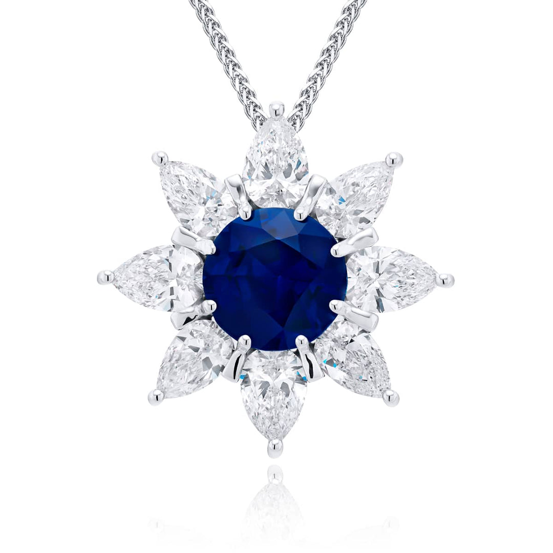 Platinum Round Sapphire Certified Pendant
