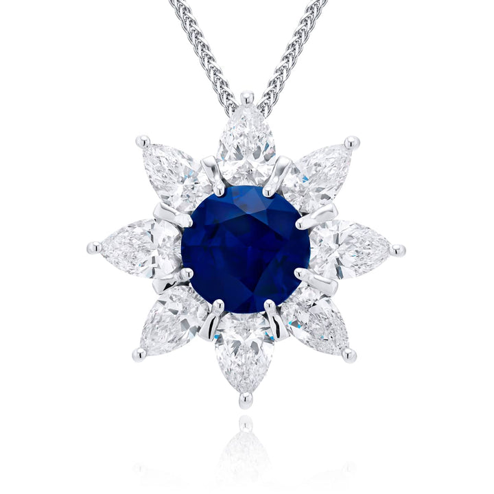 Platinum Round Sapphire Certified Pendant