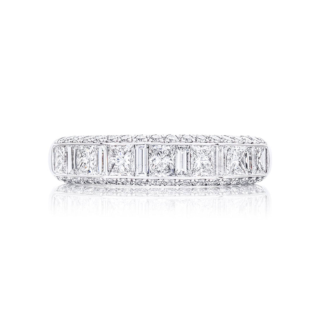 Classic Multi-Row Diamond Band | Princess-Cut & Baguette Diamonds in Platinum