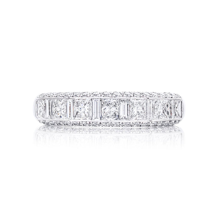 Classic Multi-Row Diamond Band | Princess-Cut & Baguette Diamonds in Platinum